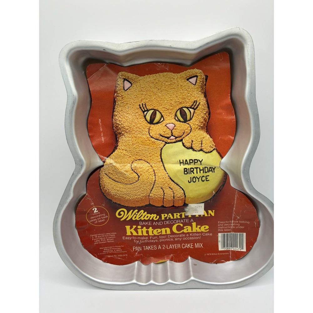 Vintage Wilton Party Pan Bake & Decorate Kitten Cake - 1979, Stock No. 2105-2479